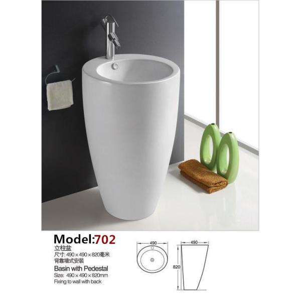 Fixing to Wall with Back Bathroom Sanitary Ware Ceramic Standing Pedestal Sinks Wash Basin