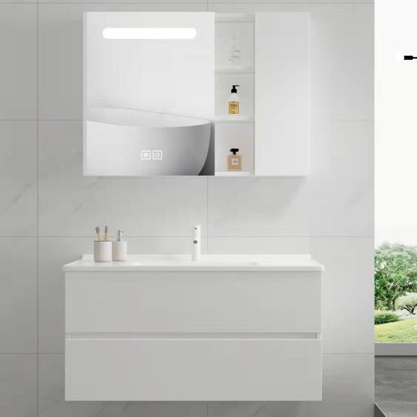 Solid Wood Bathroom Wall Hung Vanity Units E0 Standard Top Mounting / Under Mounting