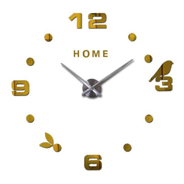 Arabic Digital Birds Mirror Decor Wall Art Clock Stickers Large Elegant Wall Clock