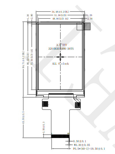 3.5-дюймовый дисплей 320*480 Medical Infusion Stick Display Panel MCU Interface 350nits Дисплейный экран