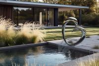 Jardin de la cour de l'art moderne miroir poli sculpture de cœur d'amour