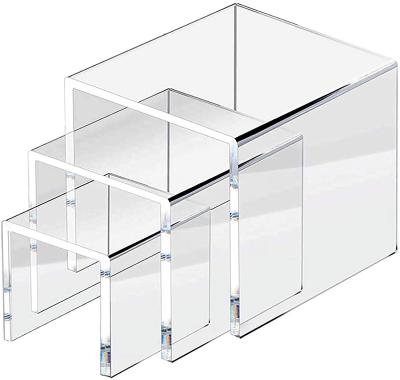 Acrylic Shoe Risers Display U-Shaped Counter Top Plastic Shelf Risers Toys Bag Cosmetics