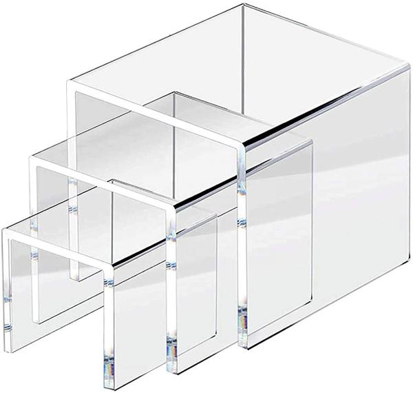 Acrylic Shoe Risers Display U-Shaped Counter Top Plastic Shelf Risers Toys Bag Cosmetics