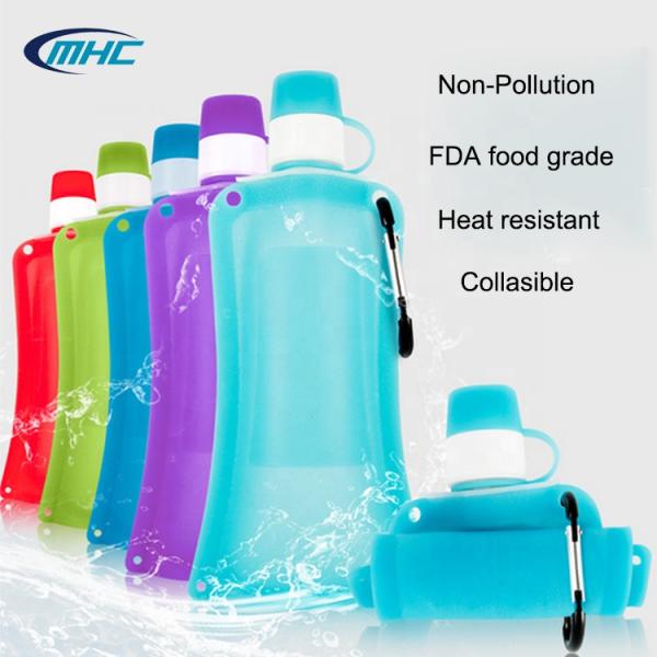 бутылка с водой на открытом воздухе спорт складной бутылки с водой силикона 0.5L ежедневная портативная