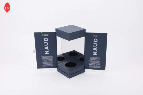 Custom Logo Black Luxury Red Wine Magnetic Paper Packing Wine Bottle Packaging Gift Wine Box With Window