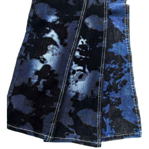 Maillard Style Black Flocked Denim Fabric Dark Blue 70%Cotton Unique Design For Jeans
