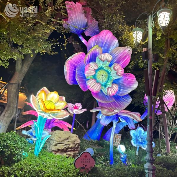 Garden Decoration Zigong Lantern Chinese Festival Glowing Peony Sculptures