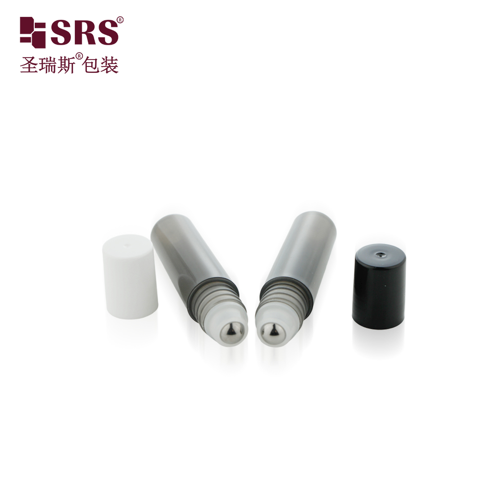 Plastic Roll On Bottle 5 ML Empty Container with Steel Ball Roller and Plastic Cap for Eye Serum and Cosmetic Packaging