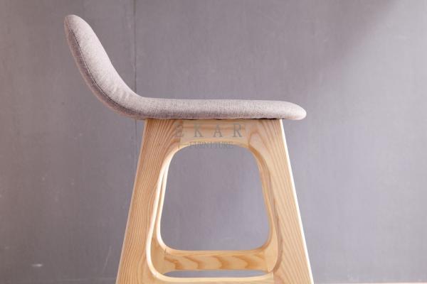 Ash Wood Fabric Modern High Wooden Bar Chair
