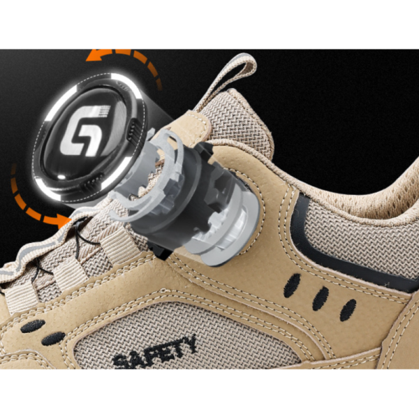 Men's Summer Lightweight Breathable Safety Shoes Steel Toe Puncture & Impact Resistant Comfortable Work Shoes with Smart Button