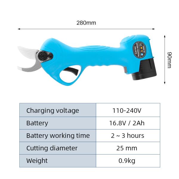 Rechargeable 2Ah Lithium Battery Powered Tree Branch Pruner Home Garden Scissors Cordless Secateure