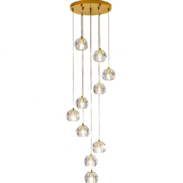 Lustre léger pendant nordique de boule de cristaux de décoration d'escalier d'hôtel