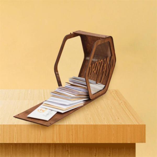 Amazon vente à chaud boîte de rangement de cartes de mariage en bois avec fenêtre en PVC, boîte de rangement de cartes-cadeaux