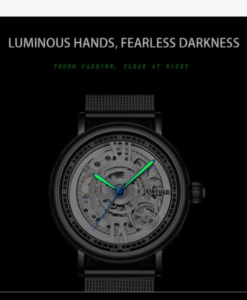 KINYUED Brand Full Hollow Surface Skeleton Couples Stainless Steel Strap Watches Waterproof Automatic Mechanical relojes