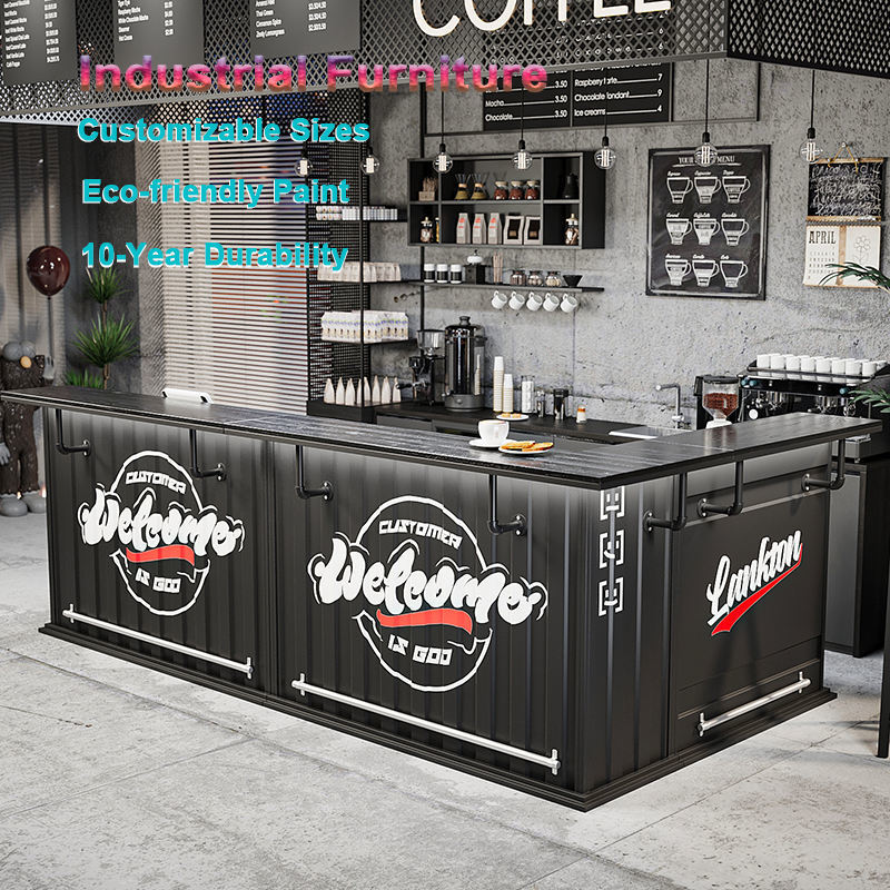 Customizable Iron Construction Container Front Desk with Compact Design for