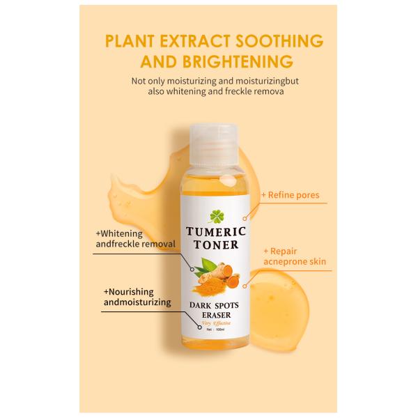 Gros de blanchiment d'humidité toner de curcuma Sécurité efficace anti-acné éclaircissement de la peau raffermissant correcteur de peau du visage