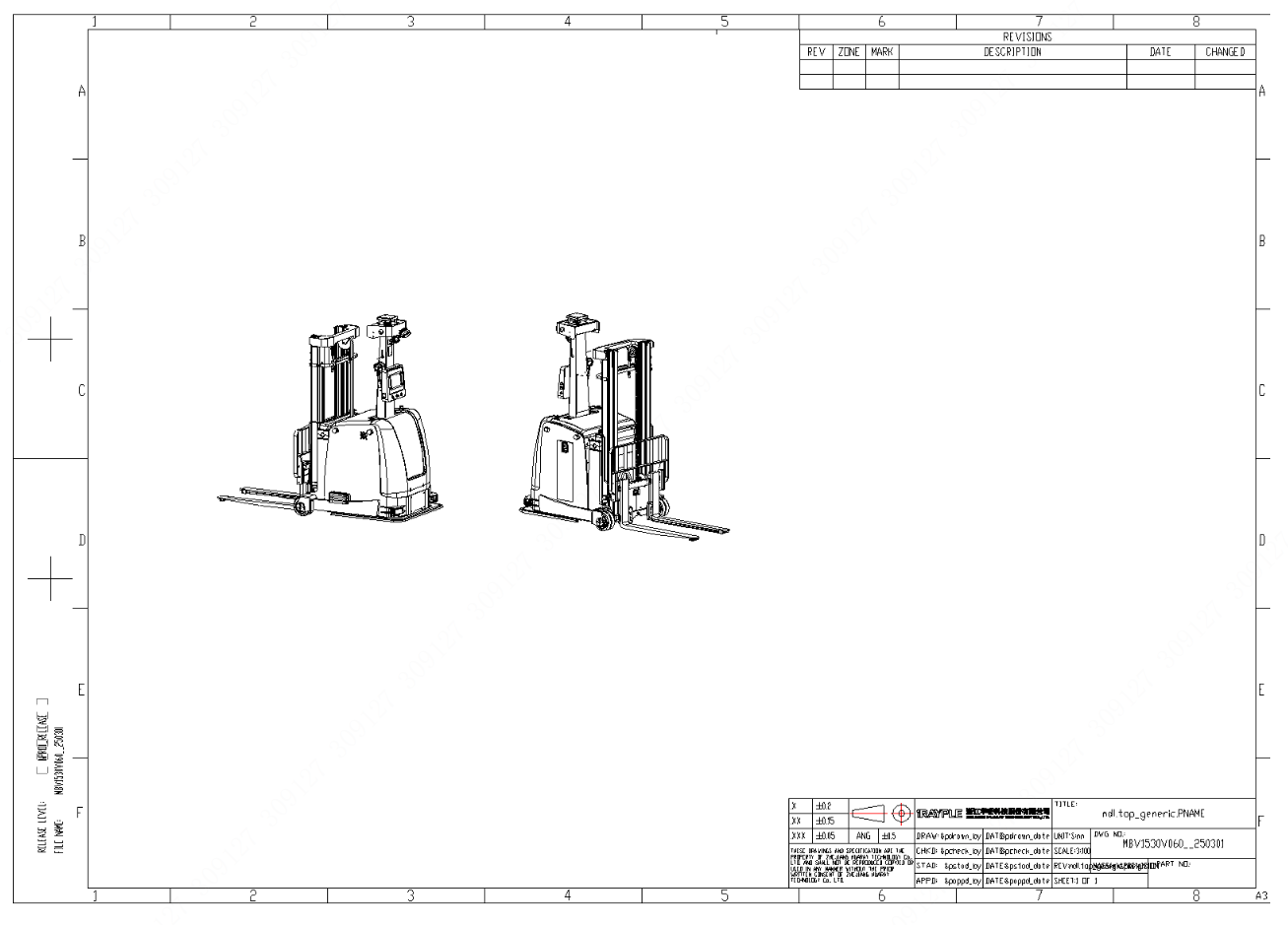 RTA-FP150-L-H300-3L2T-E-453, Stacking Forklift AMR