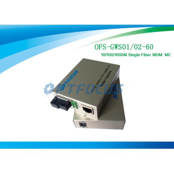 256 K Single Fiber Fast Ethernet Media Converter Gigabit 10 / 100 / 1000 Base - FX SM 60Km SC