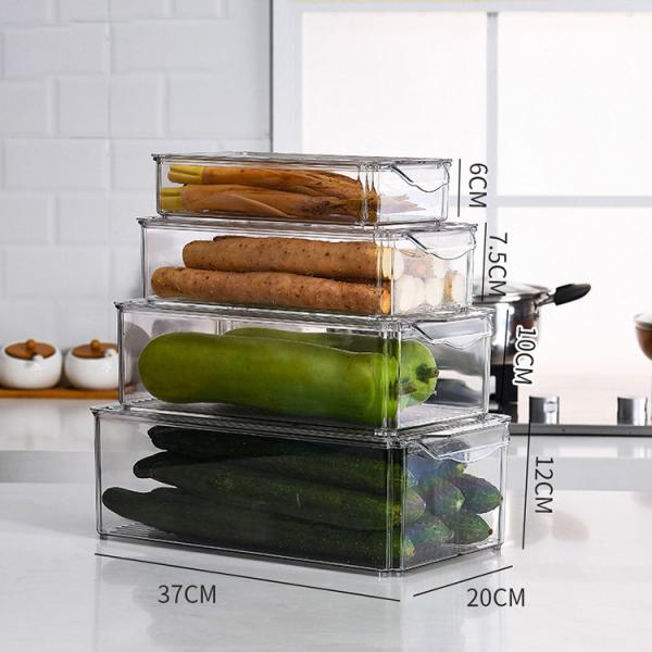 PET Freezer Food Storage Stackable Plastic Storage Box 30*30*14cm