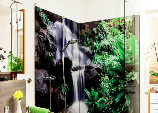 Custom Bathroom Shower Glass , Tempered Digital Ceramic Printing On Glass