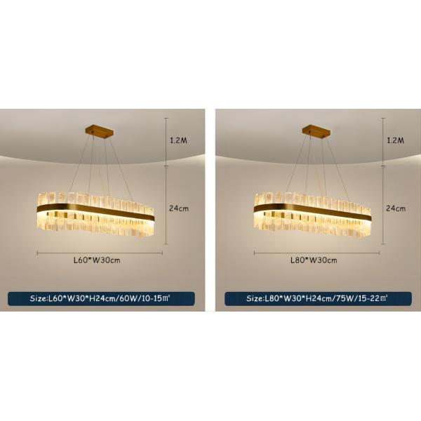 Полированный хром Ресторанные люстры Золото К9 Кристальное освещение Внутренние светильники