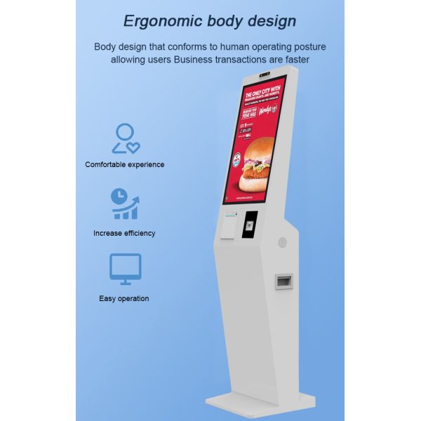 32 Inch Indoor Windows Restaurant Food Self Order Machine Upright All-In-One SDK for Payment Kiosk