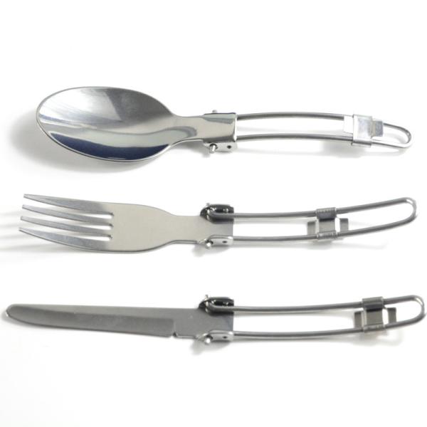 Stainless Steel Camping Dinnerware Set with Silver Cutlery Fork and Spoon Included
