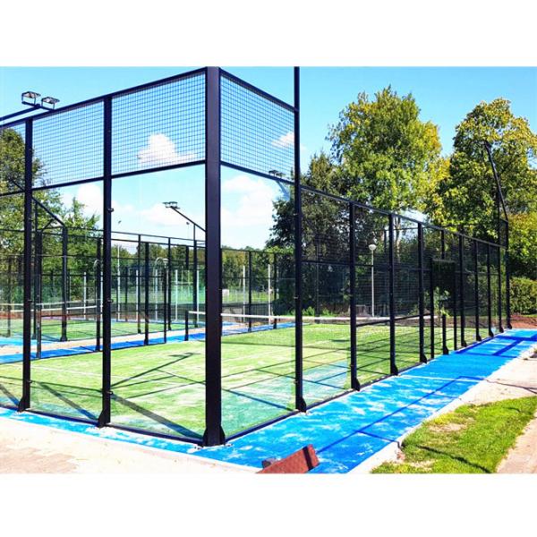Hot Dip Galvanized Poles Tennis Padel Court Indoor Padel Stadium Customized Logo / Size With Artificial Grass Accessories