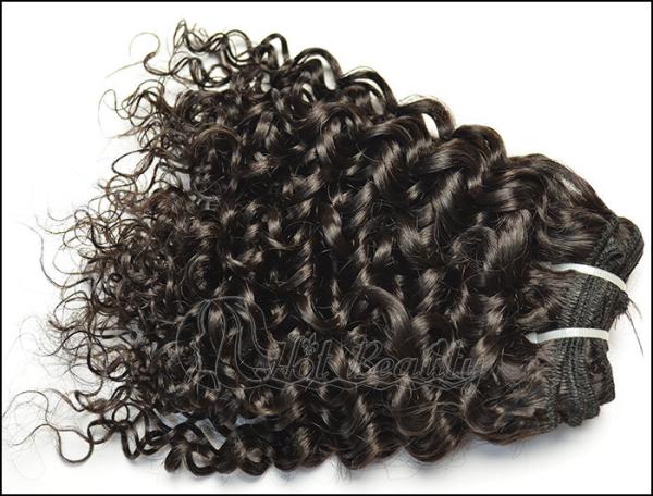 Natural Black 100 Indian Remy Hair Extensions 14 - 28 , Kinky Curly Human Hair