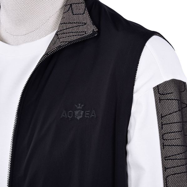 Custom Design Logo Label Fashion Trendy Style Black White Pullover Mens Crew Neck Sweatshirt With Vest Hoodies