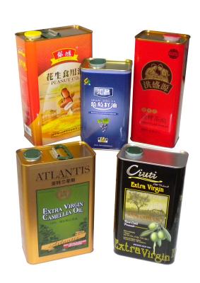 Conteneurs d'Olive Oil Square Metal Tin 5 litres avec les couvercles en plastique