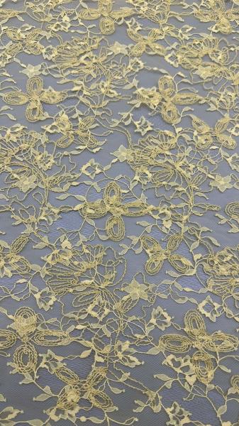 Tela de encaje bordado amarillo Producto de alta calidad Lujo para vestidos de novia