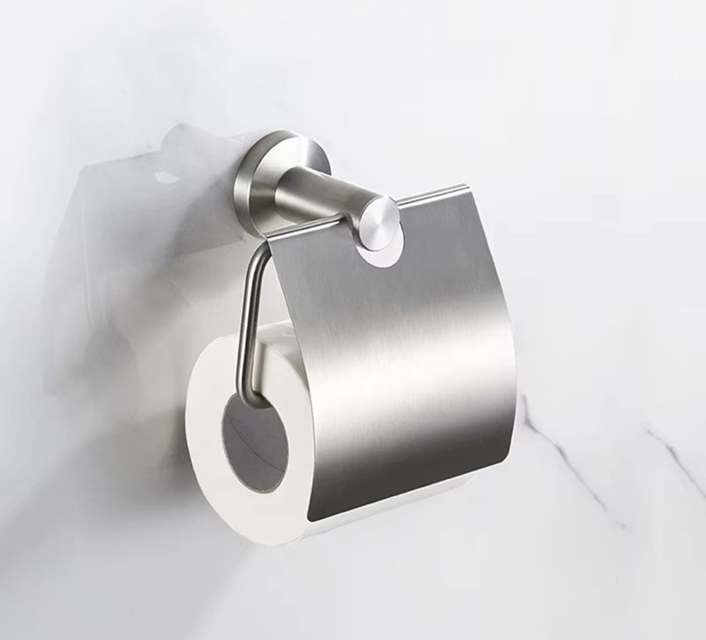 Oersitor Black/Brushed Gold Stainless Steel Toilet Paper Holder Wall Mounted Bathroom Tissue Roll Dispenser Rack with Protective Cover (8805 brush gold)