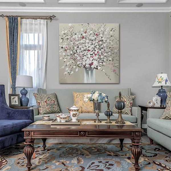 Texturas modernas pintura a mano con óleo pintura de flores de colores lienzo de pared de arte para el salón