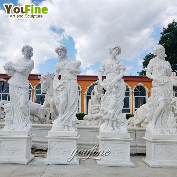 Life Size Outdoor Garden Decor White Four Season Goddess Sculpture Marble