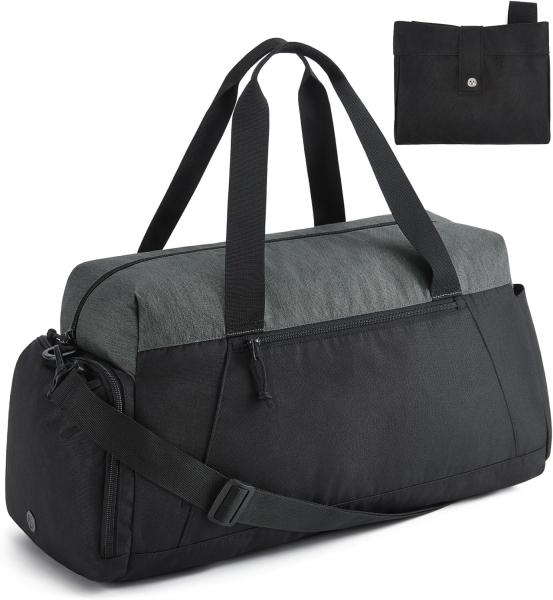 BAGSMART GYM BAGS FOR MEN WOMEN, FOLDABLE TRAVEL DUFFLE BAG, LIGHTWEIGHT WEEKENDER DUFFEL BAG WITH SHOE COMPARTMENT,