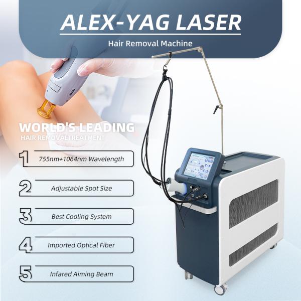 Permanent Hair Removal Machine Alex Lazer Alex 755nm ND YAG 1064nm Long Pulse Veins Vessel Remove
