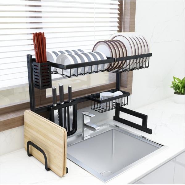 Stainless Steel 91cm Long 2 Tier Dish Drainer Over Kitchen Sink