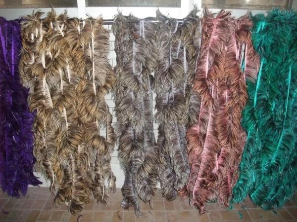 4-6 polegadas de festa Decoração Saddle Hackle Fringe de penas Triming com fita de fita de cetim