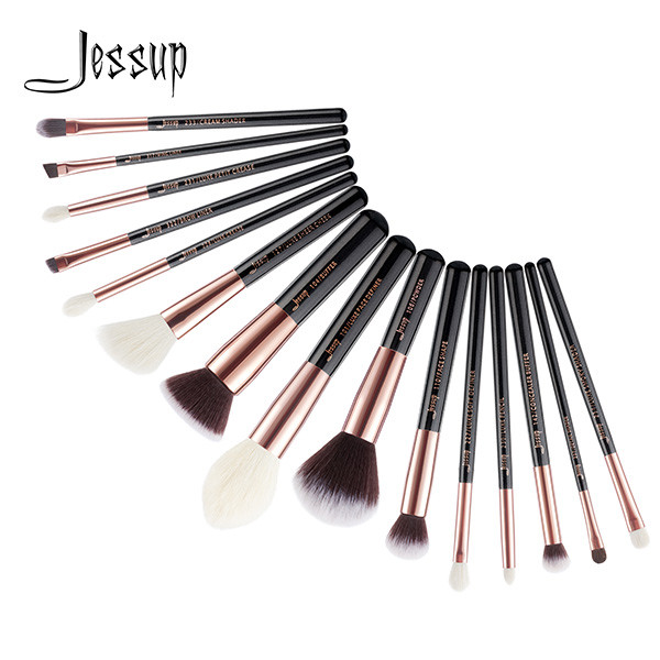 Jessup 15pcs Black/Rose gold Multitask Essential Makeup Brush Set Makeup Tools Beauty Brand Hong Kong T160
