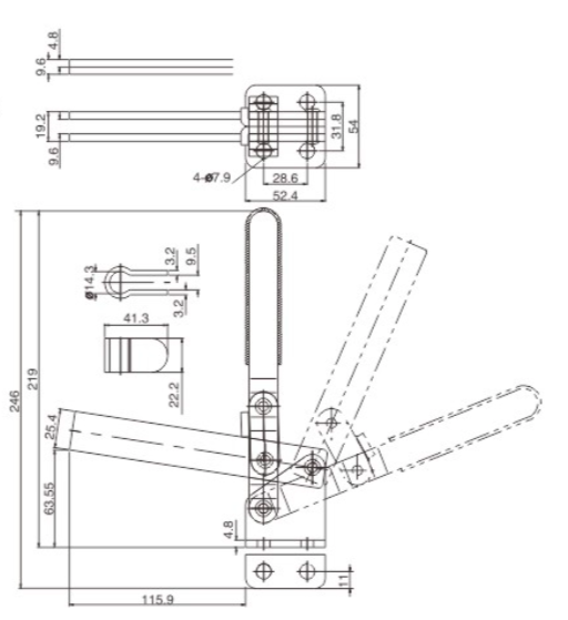 Quick Release Vertical Toggle Clamp 12305 Holding Capacity 364kgs Flanged Base