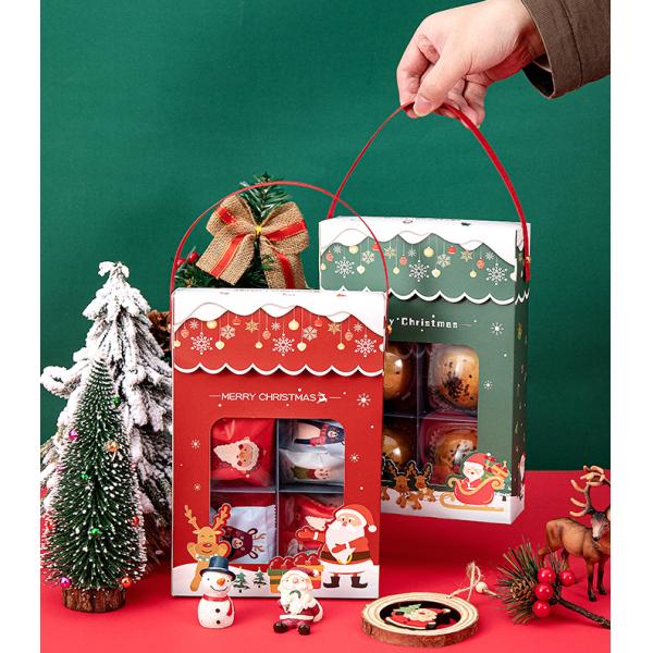 Kraft Paper Food Gift Paper Box , Christmas Decorative Gift Boxes With Window
