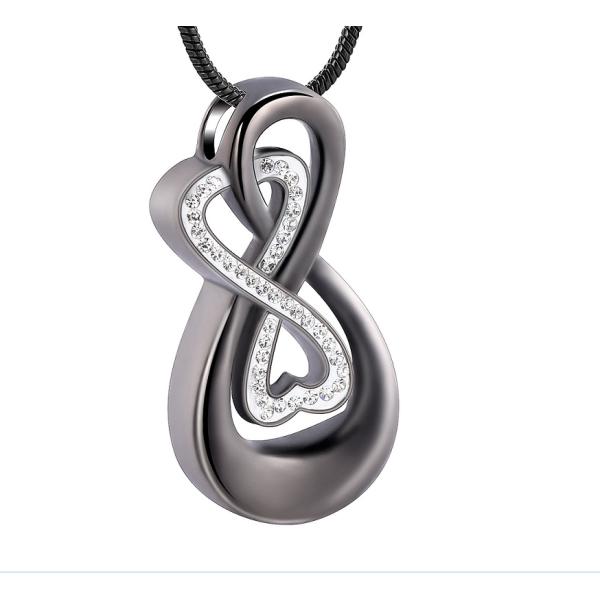 Stainless Steel Infinite Love Cremation Urn Necklace Personalized Memorial Keepsake