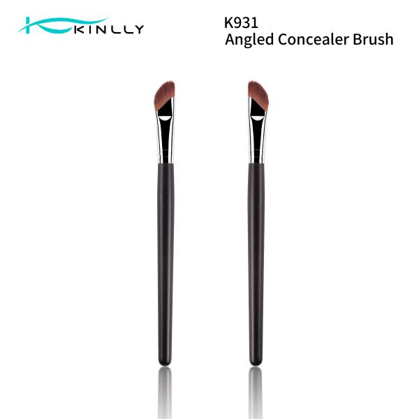 Wooden Handle Angled Concealer Brush Eye Makeup Brushes For Dark Circles Puffiness