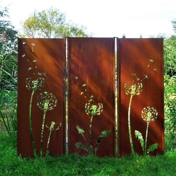 O laser decorativo do jardim cortou os painéis que de aço de Corten o dente-de-leão modela ISO9001