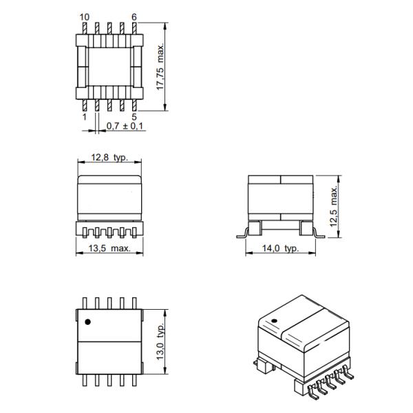 EP13 SMD Power Over Ethernet Transformer For Devices 7491199112