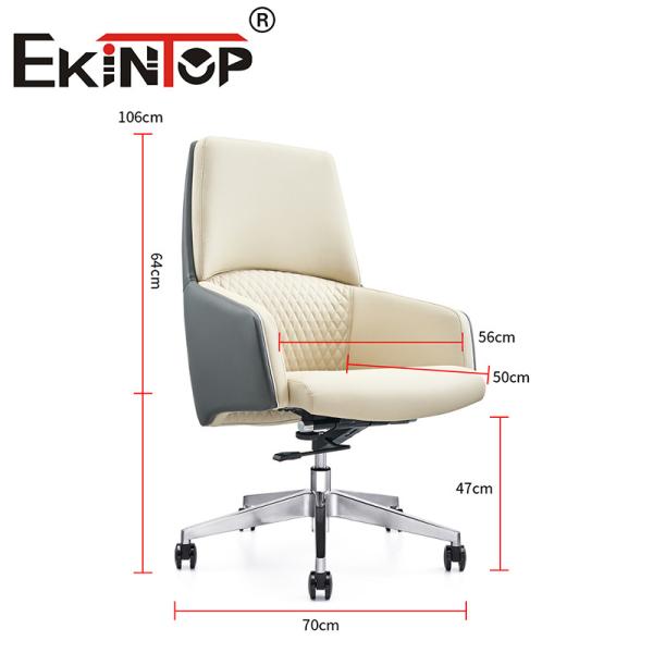 White Leather Manager Swivel Ergonomic Executive Cowhide Office Chair