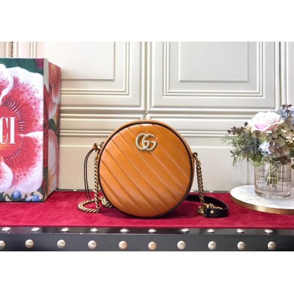 GG Marmont Wave Round Full Leather Chain Bag Soft Leather 18.5cm Length