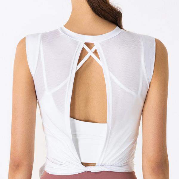 A ioga de nylon das senhoras dos esportes do jacquard do STC cobre a blusa de ciclagem da veste da luz suave