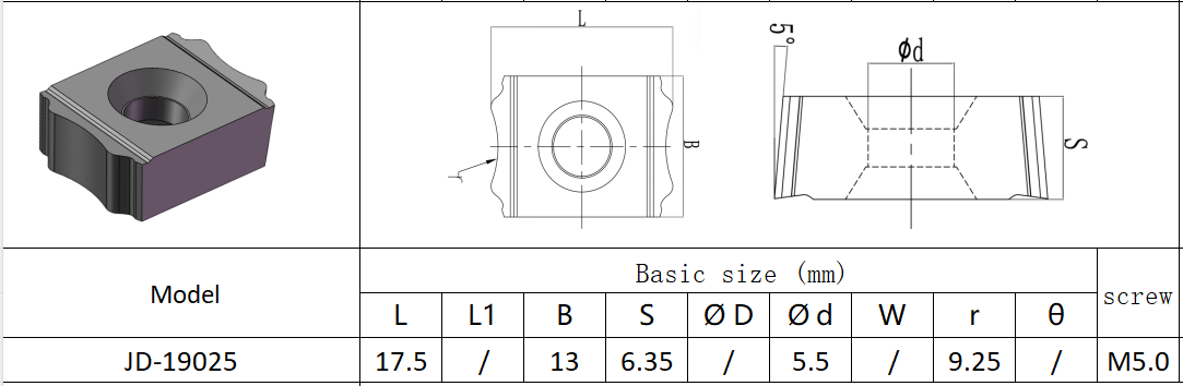 PVD Coated CNC Gear Shaping Insert JD-19025 for Difficult Materials with High Tooth-Profile Accuracy